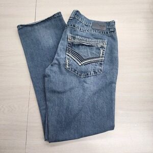 Axe & Crown Slim Fit Denim Jeans Mens Tag 32 x 32 Distressed Embroidered Pants
